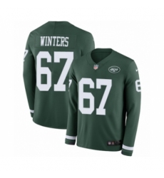 Men's Nike New York Jets #67 Brian Winters Limited Green Therma Long Sleeve NFL Jersey