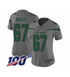 Women's New York Jets #67 Brian Winters Limited Gray Inverted Legend 100th Season Football Jersey