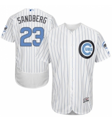 Men's Majestic Chicago Cubs #23 Ryne Sandberg Authentic White 2016 Father's Day Fashion Flex Base MLB Jersey