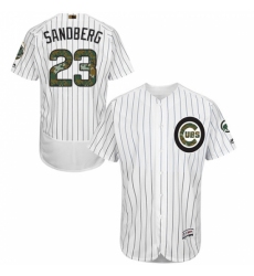 Men's Majestic Chicago Cubs #23 Ryne Sandberg Authentic White 2016 Memorial Day Fashion Flex Base MLB Jersey