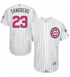 Men's Majestic Chicago Cubs #23 Ryne Sandberg Authentic White 2016 Mother's Day Fashion Flex Base MLB Jersey