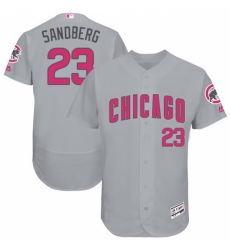 Men's Majestic Chicago Cubs #23 Ryne Sandberg Grey Mother's Day Flexbase Authentic Collection MLB Jersey