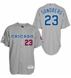 Men's Majestic Chicago Cubs #23 Ryne Sandberg Replica Grey 1990 Turn Back The Clock MLB Jersey