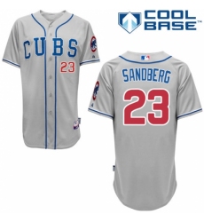 Men's Majestic Chicago Cubs #23 Ryne Sandberg Replica Grey Alternate Road Cool Base MLB Jersey