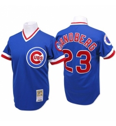 Men's Mitchell and Ness Chicago Cubs #23 Ryne Sandberg Replica Blue Throwback MLB Jersey