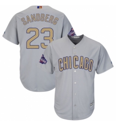 Youth Majestic Chicago Cubs #23 Ryne Sandberg Authentic Gray 2017 Gold Champion Cool Base MLB Jersey