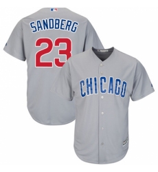 Youth Majestic Chicago Cubs #23 Ryne Sandberg Replica Grey Road Cool Base MLB Jersey
