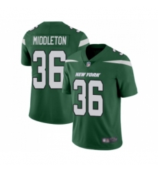Men's New York Jets #36 Doug Middleton Green Team Color Vapor Untouchable Limited Player Football Jersey