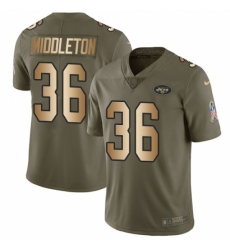 Men's Nike New York Jets #36 Doug Middleton Limited Olive Gold 2017 Salute to Service NFL Jersey