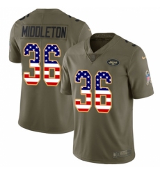 Men's Nike New York Jets #36 Doug Middleton Limited Olive USA Flag 2017 Salute to Service NFL Jersey