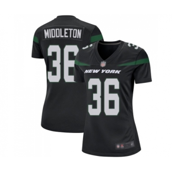 Women's New York Jets #36 Doug Middleton Game Black Alternate Football Jersey Women's New York Jets #36 Doug Middleton Game Black Alternate Football Jersey