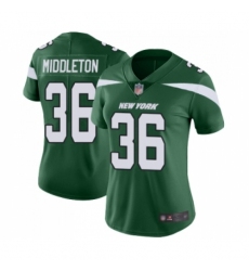 Women's New York Jets #36 Doug Middleton Green Team Color Vapor Untouchable Limited Player Football Jersey