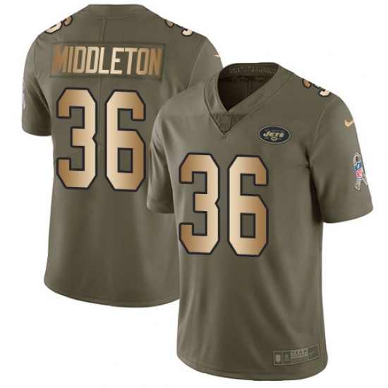 Youth Nike New York Jets #36 Doug Middleton Limited Olive Gold 2017 Salute to Service NFL Jersey Youth Nike New York Jets #36 Doug Middleton Limited Olive Gold 2017 Salute to Service NFL Jersey