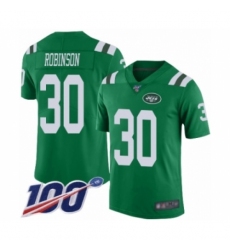 Men's New York Jets #30 Rashard Robinson Limited Green Rush Vapor Untouchable 100th Season Football Jersey