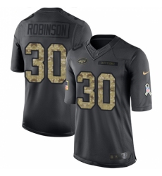 Men's Nike New York Jets #30 Rashard Robinson Limited Black 2016 Salute to Service NFL Jersey