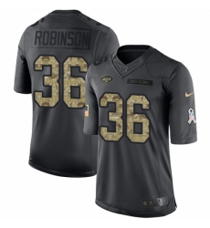 Men's Nike New York Jets #36 Rashard Robinson Limited Black 2016 Salute to Service NFL Jersey
