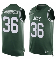 Men's Nike New York Jets #36 Rashard Robinson Limited Green Player Name & Number Tank Top NFL Jersey