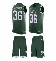 Men's Nike New York Jets #36 Rashard Robinson Limited Green Tank Top Suit NFL Jersey