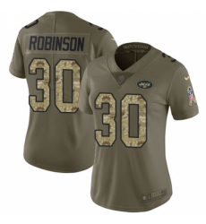 Women Nike New York Jets #30 Rashard Robinson Limited Olive Camo 2017 Salute to Service NFL Jersey