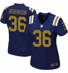 Women's Nike New York Jets #36 Rashard Robinson Elite Navy Blue Alternate NFL Jersey
