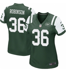 Women's Nike New York Jets #36 Rashard Robinson Game Green Team Color NFL Jersey