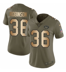 Women's Nike New York Jets #36 Rashard Robinson Limited Olive/Gold 2017 Salute to Service NFL Jersey