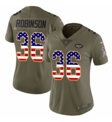 Women's Nike New York Jets #36 Rashard Robinson Limited Olive/USA Flag 2017 Salute to Service NFL Jersey