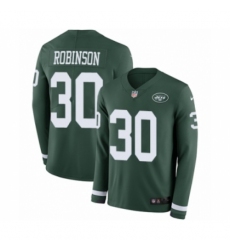 Youth Nike New York Jets #30 Rashard Robinson Limited Green Therma Long Sleeve NFL Jersey