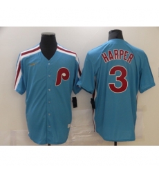 Men's Nike Philadelphia Phillies #3 Bryce Harper Blue Cooperstown Collection Home Stitched Baseball Jersey