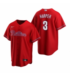 Men's Nike Philadelphia Phillies #3 Bryce Harper Red Alternate Stitched Baseball Jersey