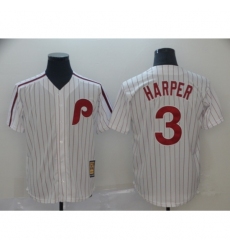 Men's Nike Philadelphia Phillies #3 Bryce Harper White Collection Home Stitched Baseball Jersey