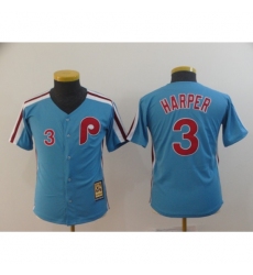 Youth Philadelphia Phillies #3 Bryce Harper Light Blue Alternate Jersey