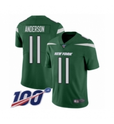 Men's New York Jets #11 Robby Anderson Green Team Color Vapor Untouchable Limited Player 100th Season Football Jersey