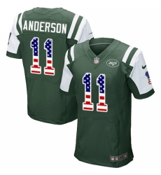 Men's Nike New York Jets #11 Robby Anderson Elite Green Home USA Flag Fashion NFL Jersey
