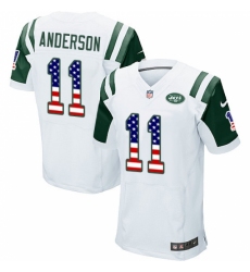 Men's Nike New York Jets #11 Robby Anderson Elite White Road USA Flag Fashion NFL Jersey