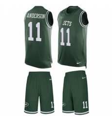 Men's Nike New York Jets #11 Robby Anderson Limited Green Tank Top Suit NFL Jersey