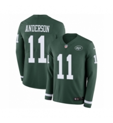 Men's Nike New York Jets #11 Robby Anderson Limited Green Therma Long Sleeve NFL Jersey
