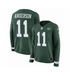 Women's Nike New York Jets #11 Robby Anderson Limited Green Therma Long Sleeve NFL Jersey