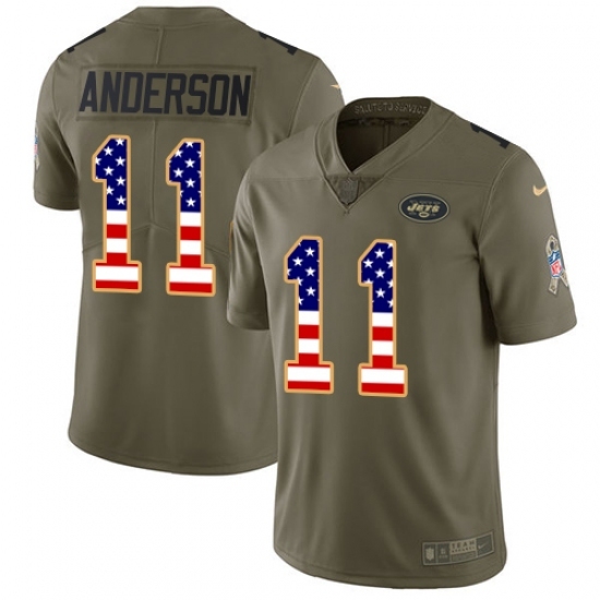 Youth Nike New York Jets #11 Robby Anderson Limited Olive/USA Flag 2017 Salute to Service NFL Jersey Youth Nike New York Jets #11 Robby Anderson Limited Olive/USA Flag 2017 Salute to Service NFL Jersey