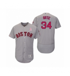 Men's 2019 Mothers Day David Ortiz Boston Red Sox #34 Gray Flex Base Road Jersey