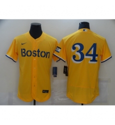 Men's Boston Red Sox #34 David Ortiz Nike Gold-Light Blue 2021 City Connect Jersey