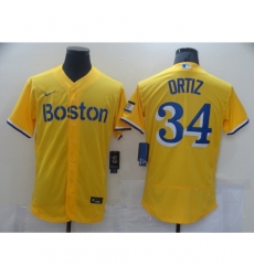 Men's Boston Red Sox #34 David Ortiz Nike Gold-Light Blue 2021 City Connect Player Jersey