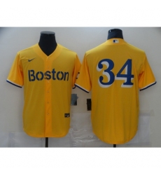 Men's Boston Red Sox #34 David Ortiz Nike Gold-Light Blue 2021 City Connect Replica Player Jersey