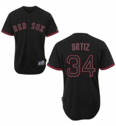 Men's Majestic Boston Red Sox #34 David Ortiz Replica Black Fashion MLB Jersey