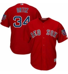 Men's Majestic Boston Red Sox #34 David Ortiz Replica Red Alternate Home Retirement Patch Cool Base MLB Jersey