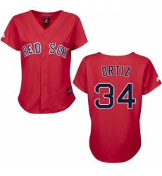 Women's Majestic Boston Red Sox #34 David Ortiz Replica Red MLB Jersey