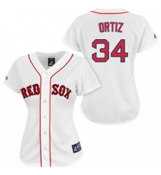 Women's Majestic Boston Red Sox #34 David Ortiz Replica White MLB Jersey
