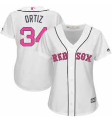 Women's Majestic Boston Red Sox #34 David Ortiz Replica White Mother's Day MLB Jersey