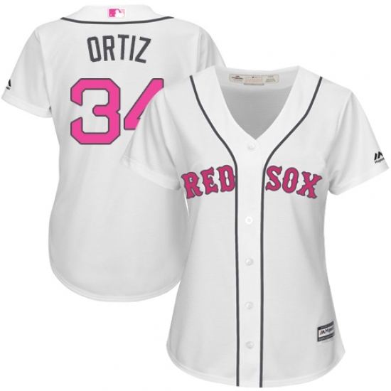 Women's Majestic Boston Red Sox #34 David Ortiz Replica White Mother's Day MLB Jersey