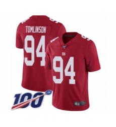 Men's New York Giants #94 Dalvin Tomlinson Red Limited Red Inverted Legend 100th Season Football Jersey